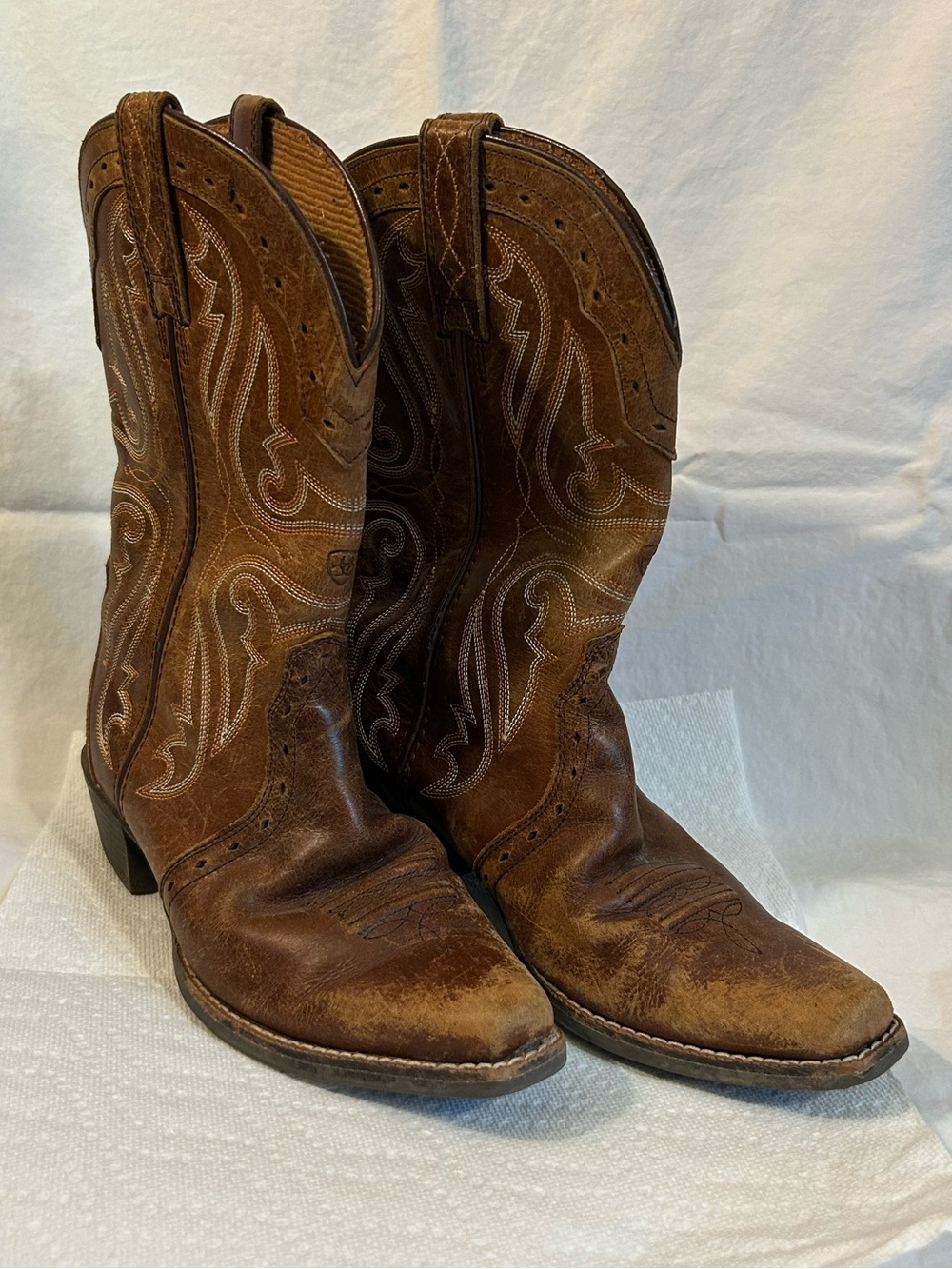 Ariat Child Distressed Brown Leather Western Cowboy Boots